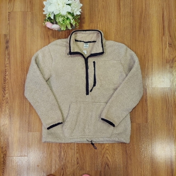 PINK women's jacket size M. Warm soft fuzzy. Fall winter spring. Lightweight Tan - Picture 1 of 4
